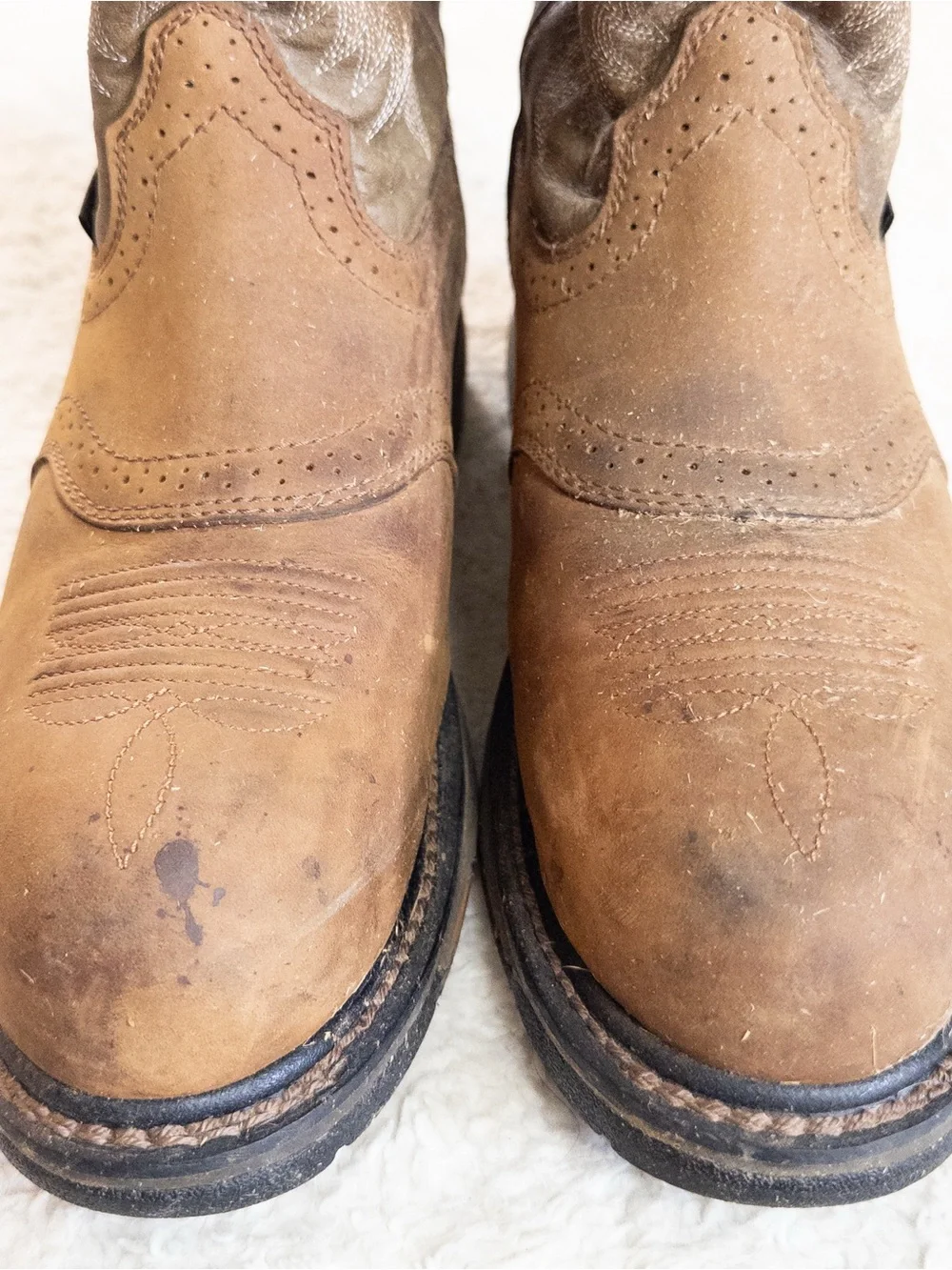 Ariat Composite Toe Brown Leather Cowboy Work Boots Men’s 9.5 EE